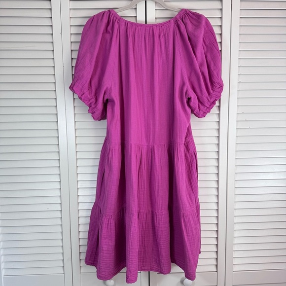 Velvet by Graham & Spencer Helena Puff Sleeve Tiered Gauze Mini Dress Large - Picture 6 of 9